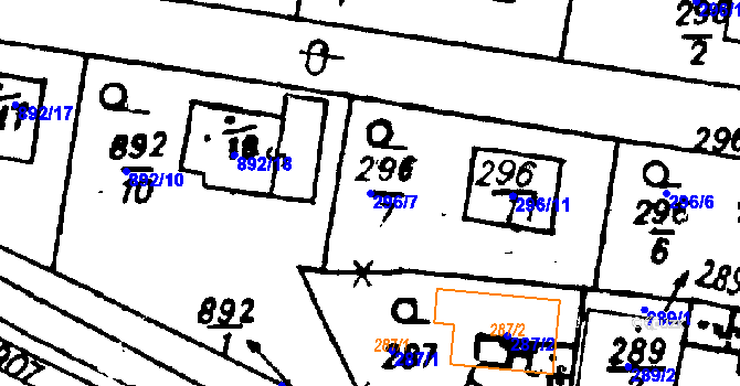 Parcela st. 296/7 v KÚ Město Touškov, Katastrální mapa