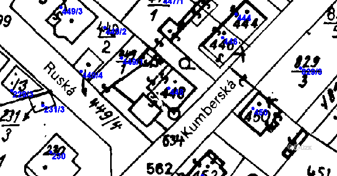 Parcela st. 448 v KÚ Město Touškov, Katastrální mapa