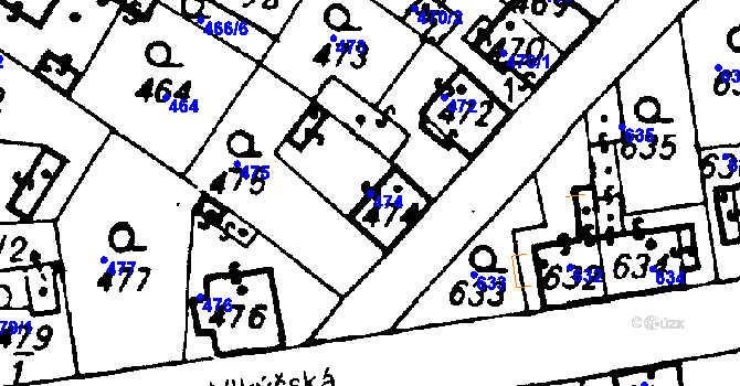 Parcela st. 474 v KÚ Město Touškov, Katastrální mapa