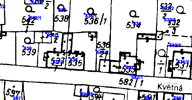 Parcela st. 536/2 v KÚ Město Touškov, Katastrální mapa