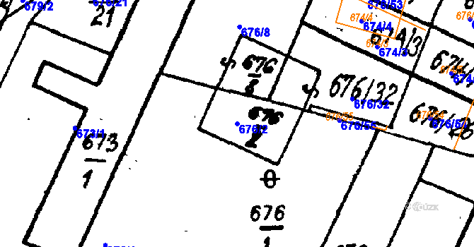 Parcela st. 676/2 v KÚ Město Touškov, Katastrální mapa