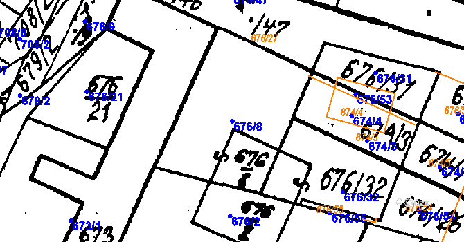 Parcela st. 676/8 v KÚ Město Touškov, Katastrální mapa
