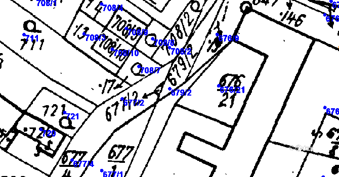Parcela st. 679/2 v KÚ Město Touškov, Katastrální mapa