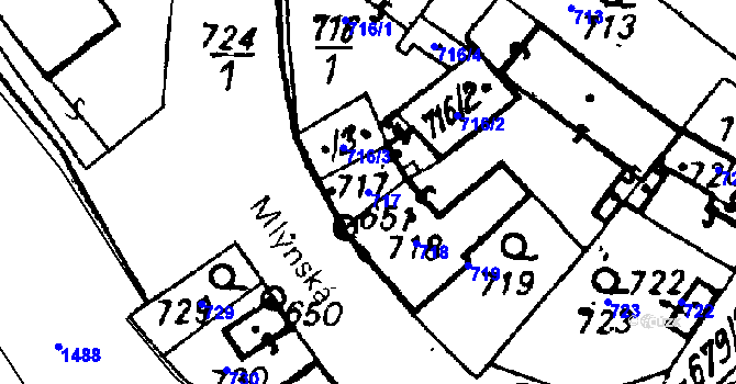 Parcela st. 717 v KÚ Město Touškov, Katastrální mapa