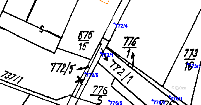 Parcela st. 772/1 v KÚ Město Touškov, Katastrální mapa