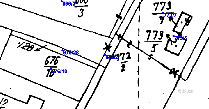Parcela st. 772/2 v KÚ Město Touškov, Katastrální mapa