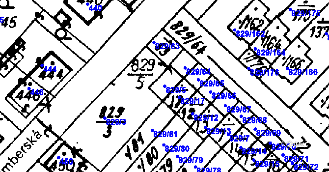 Parcela st. 829/5 v KÚ Město Touškov, Katastrální mapa