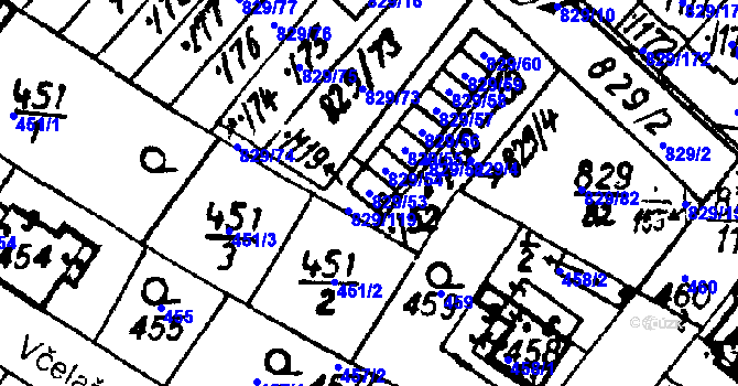 Parcela st. 829/53 v KÚ Město Touškov, Katastrální mapa
