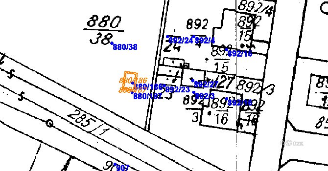 Parcela st. 892/23 v KÚ Město Touškov, Katastrální mapa