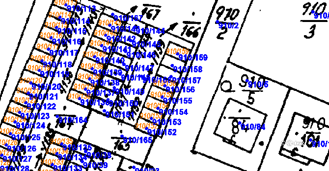 Parcela st. 910/156 v KÚ Město Touškov, Katastrální mapa