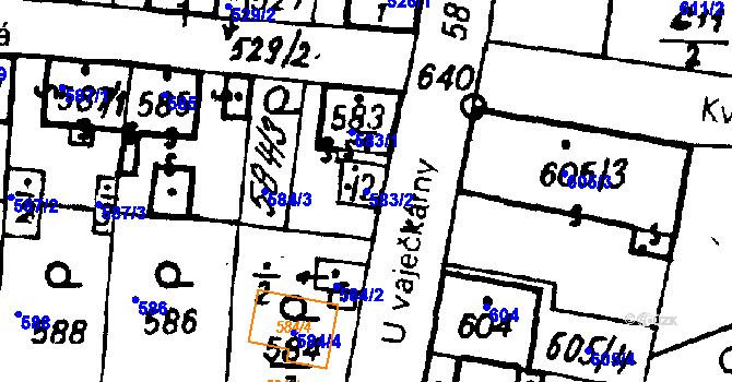 Parcela st. 583/2 v KÚ Město Touškov, Katastrální mapa