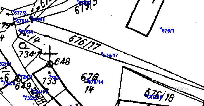 Parcela st. 676/17 v KÚ Město Touškov, Katastrální mapa