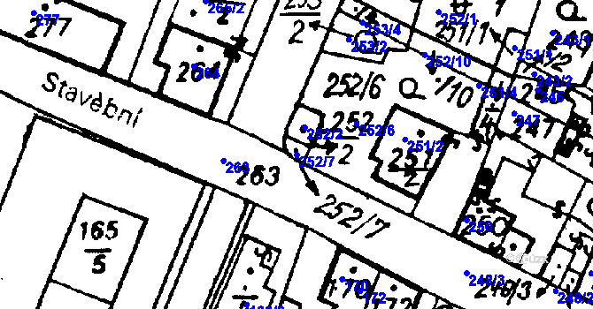 Parcela st. 252/7 v KÚ Město Touškov, Katastrální mapa