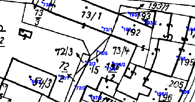 Parcela st. 73/5 v KÚ Město Touškov, Katastrální mapa