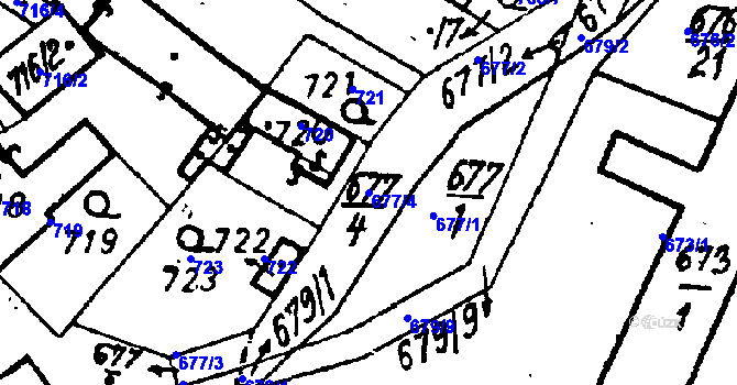 Parcela st. 677/4 v KÚ Město Touškov, Katastrální mapa