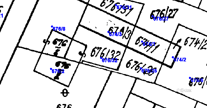Parcela st. 676/26 v KÚ Město Touškov, Katastrální mapa