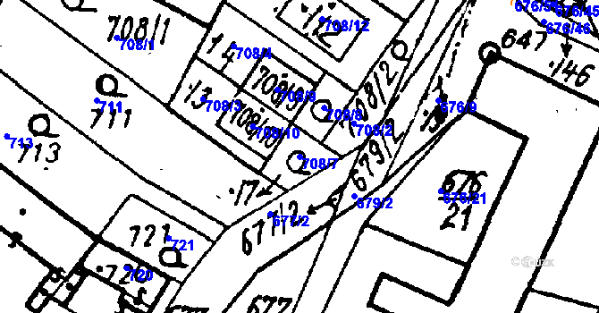 Parcela st. 708/7 v KÚ Město Touškov, Katastrální mapa
