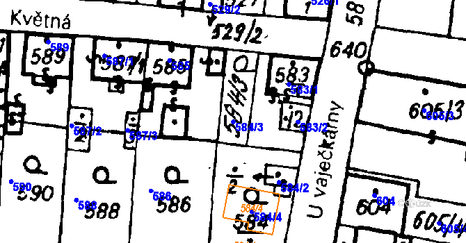 Parcela st. 584/3 v KÚ Město Touškov, Katastrální mapa