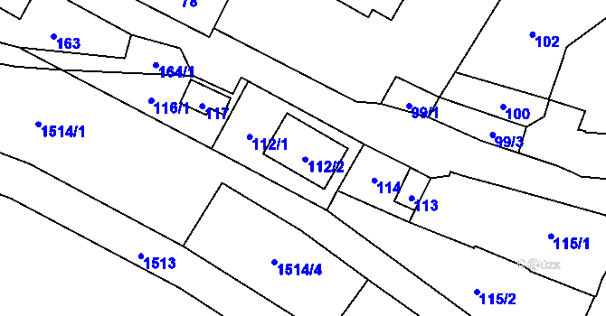 Parcela st. 112/2 v KÚ Město Touškov, Katastrální mapa