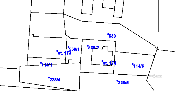 Parcela st. 539/2 v KÚ Měšice u Prahy, Katastrální mapa