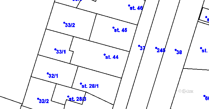 Parcela st. 44 v KÚ Měšice u Prahy, Katastrální mapa