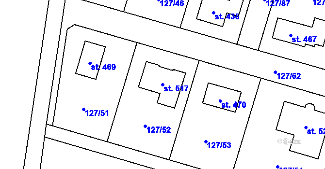Parcela st. 517 v KÚ Měšice u Prahy, Katastrální mapa