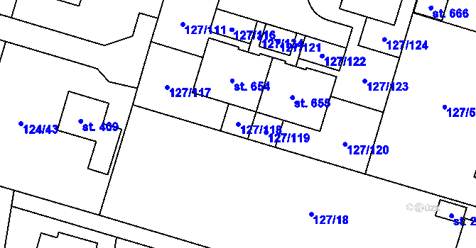 Parcela st. 127/118 v KÚ Měšice u Prahy, Katastrální mapa