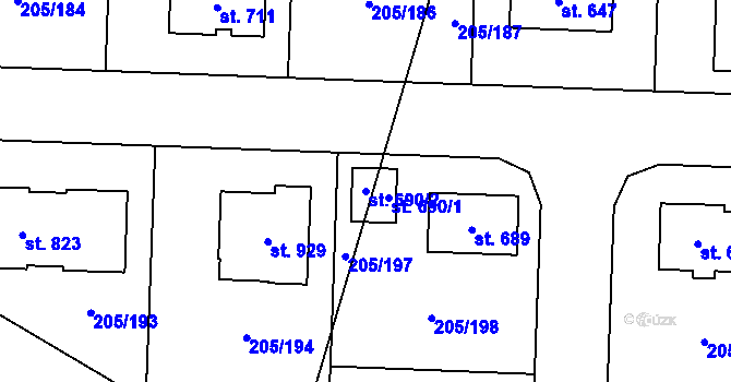 Parcela st. 690/2 v KÚ Měšice u Prahy, Katastrální mapa
