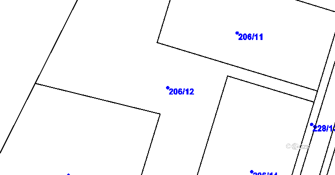 Parcela st. 206/12 v KÚ Měšice u Prahy, Katastrální mapa