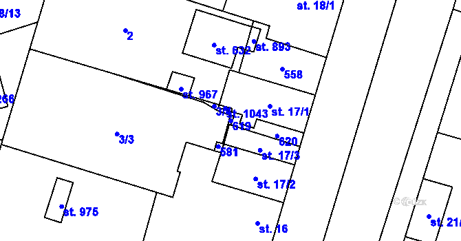 Parcela st. 619 v KÚ Měšice u Prahy, Katastrální mapa