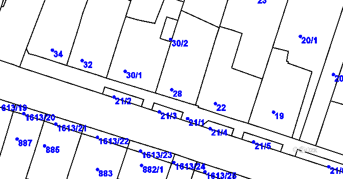Parcela st. 28 v KÚ Měšice u Tábora, Katastrální mapa