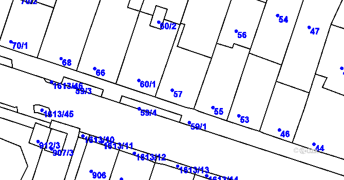 Parcela st. 57 v KÚ Měšice u Tábora, Katastrální mapa