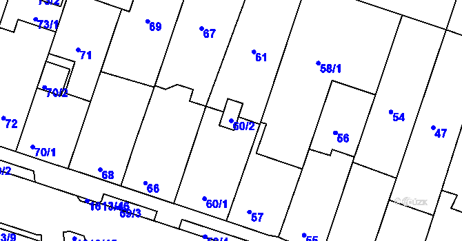 Parcela st. 60/2 v KÚ Měšice u Tábora, Katastrální mapa