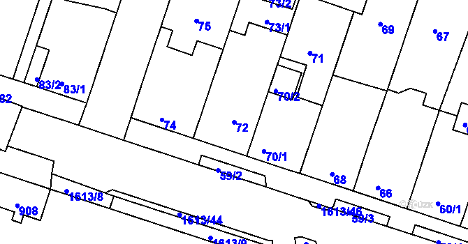 Parcela st. 72 v KÚ Měšice u Tábora, Katastrální mapa