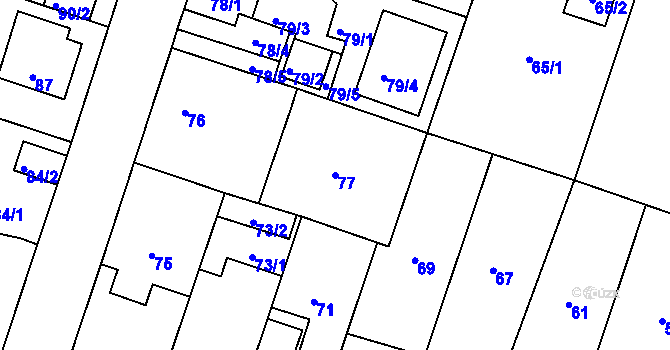 Parcela st. 77 v KÚ Měšice u Tábora, Katastrální mapa