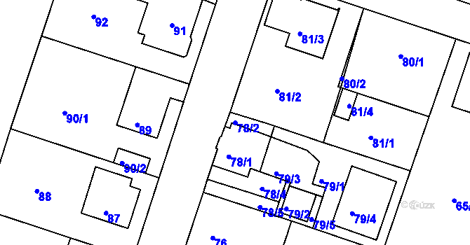 Parcela st. 78/2 v KÚ Měšice u Tábora, Katastrální mapa