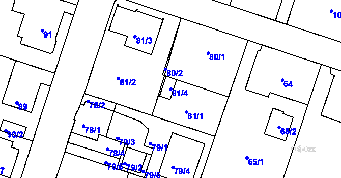 Parcela st. 81/4 v KÚ Měšice u Tábora, Katastrální mapa