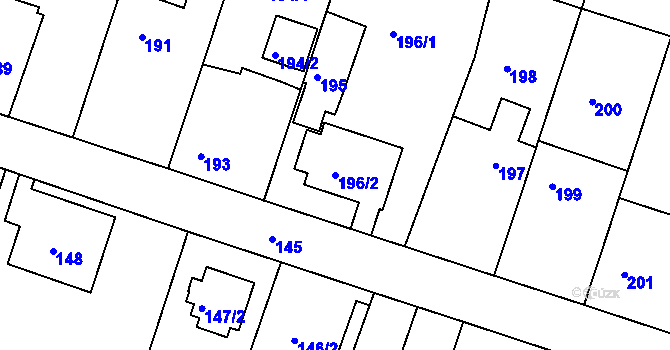 Parcela st. 196/2 v KÚ Měšice u Tábora, Katastrální mapa