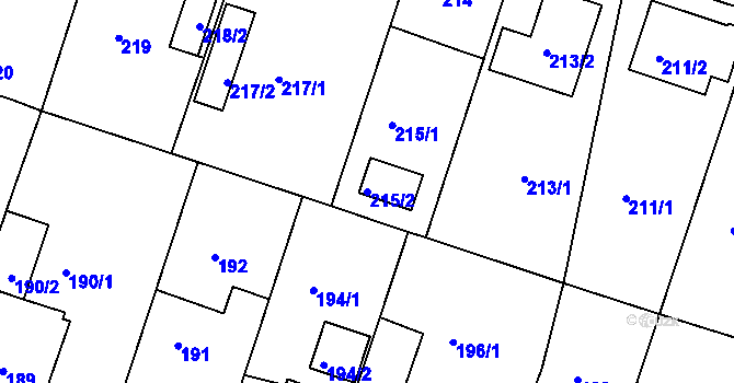 Parcela st. 215/2 v KÚ Měšice u Tábora, Katastrální mapa