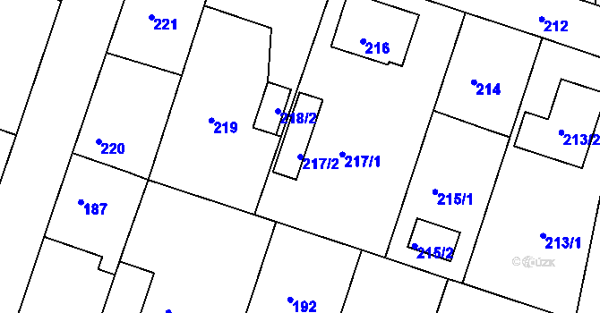 Parcela st. 217/2 v KÚ Měšice u Tábora, Katastrální mapa