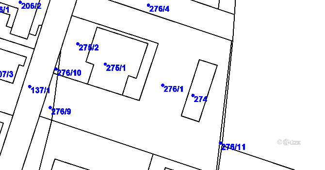 Parcela st. 276/1 v KÚ Měšice u Tábora, Katastrální mapa
