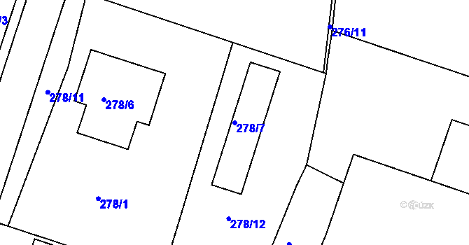 Parcela st. 278/7 v KÚ Měšice u Tábora, Katastrální mapa