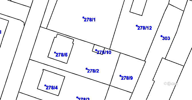 Parcela st. 278/10 v KÚ Měšice u Tábora, Katastrální mapa