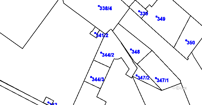 Parcela st. 344/2 v KÚ Měšice u Tábora, Katastrální mapa