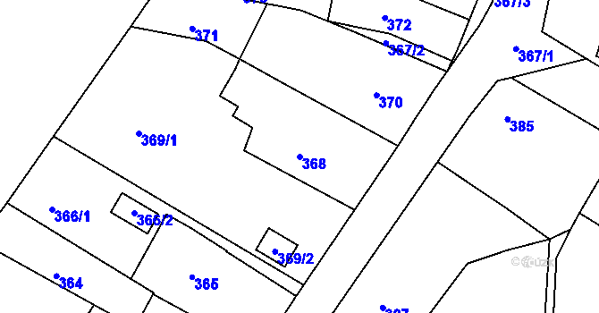 Parcela st. 368 v KÚ Měšice u Tábora, Katastrální mapa