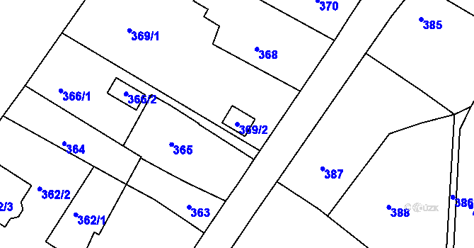 Parcela st. 369/2 v KÚ Měšice u Tábora, Katastrální mapa