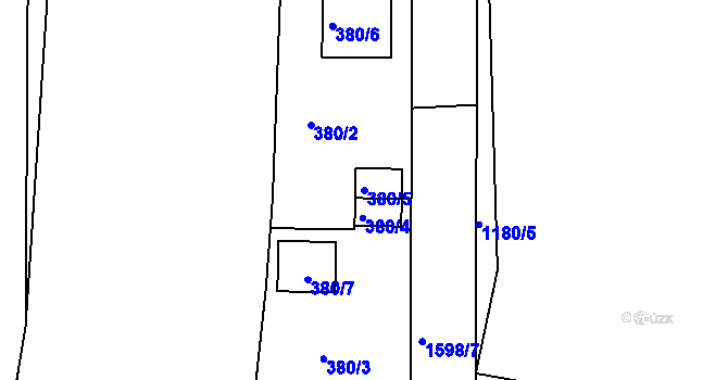Parcela st. 380/5 v KÚ Měšice u Tábora, Katastrální mapa