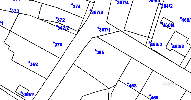 Parcela st. 385 v KÚ Měšice u Tábora, Katastrální mapa