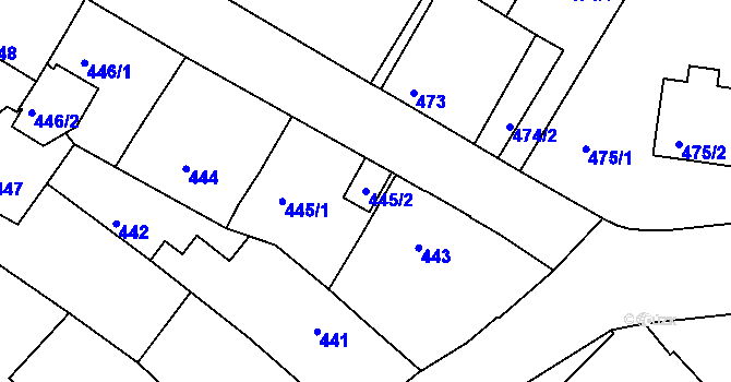 Parcela st. 445/2 v KÚ Měšice u Tábora, Katastrální mapa