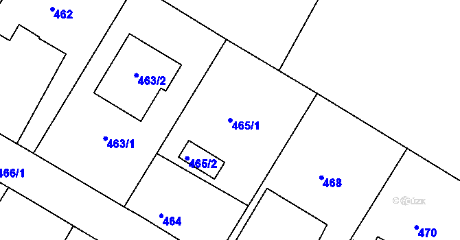 Parcela st. 465/1 v KÚ Měšice u Tábora, Katastrální mapa